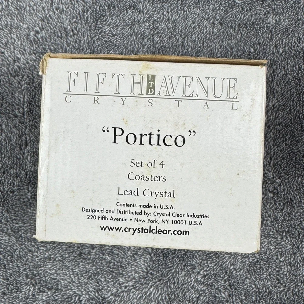 Fifth‎ Avenue Crystal Portico Lead Crystal Coasters Set of 4 Clear Starburst USA